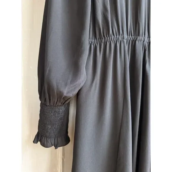 Isabel Marant Etoile Yescott Dress Sz 6 EU Sz 36 Black Silk Asymmetric Midi NWT - Picture 5 of 12